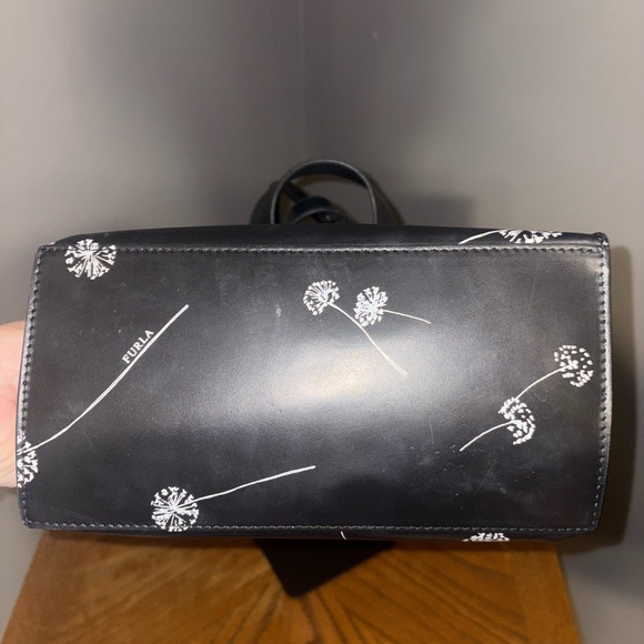 Furla Black Tote with White Dandelion Design - Picture 5 of 8